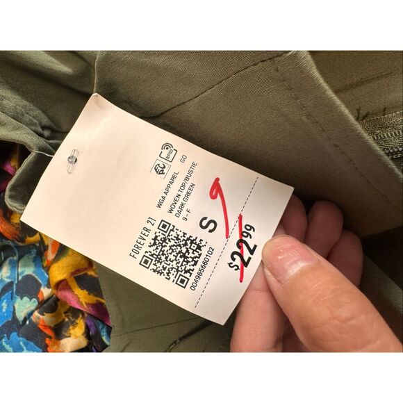 Forever 21 Green Square Neck Bustier Crop Top Size S - Picture 6 of 8